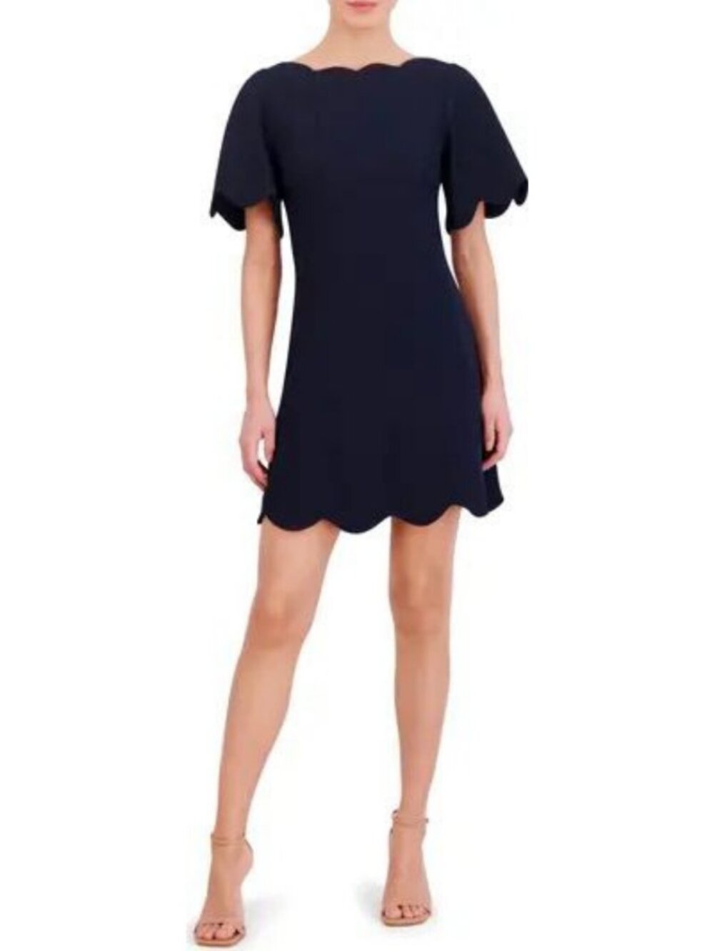 Eliza J Scalloped Mini Dress Blue Women's Size 6